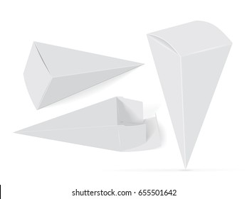 Paper triangular box for your design and logo. Ice cream. It's easy to change colors. Blank vector EPS 10. Mock Up
