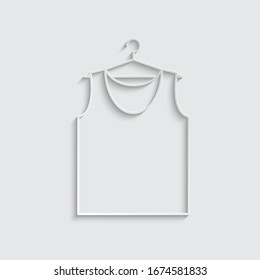 paper  Tshirt icon   on the hanger. dress vector icon. clothing icon dress 