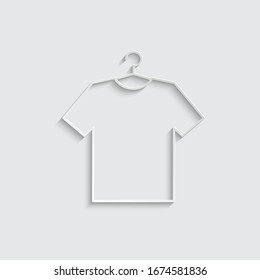 paper  Tshirt icon   on the hanger. dress vector icon. clothing icon dress 