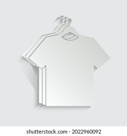 paper  Tshirt icon   on the hanger. dress vector icon. clothing icon dress 