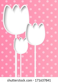 Paper tulips background with place for text