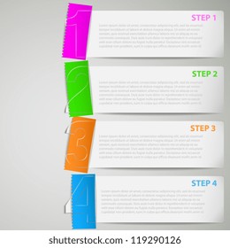 Paper tutorial strips with color stickers vector illustration