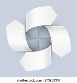 Paper twisted numbered information on the gray background