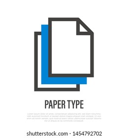 Paper type thin line icon: stack of different sheets. Symbol for typography. Vector illustration.