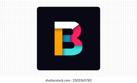 Logotipo creativo de la letra B, signo colorido elegante del logotipo mínimo de la letra B, símbolo del logotipo del carácter de B