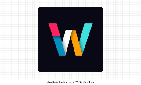 Logotipo creativo de la letra W, signo colorido elegante del logotipo de la letra W Minimal, símbolo del logotipo del carácter de W