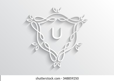 Paper U monogram letter logo design alphabet collection