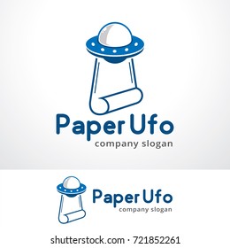 Paper UFO Logo Template Design Vector, Emblem, Design Concept, Creative Symbol, Icon
