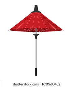 Paper umbrella in asian, flat design vector