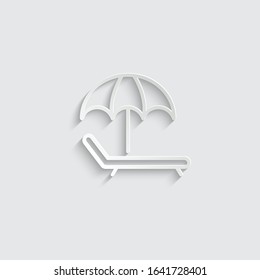 paper umbrella icon, sun lounger icon  