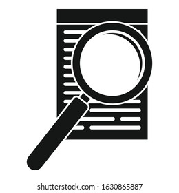Paper under magnifier icon. Simple illustration of paper under magnifier vector icon for web design isolated on white background