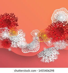 Paper underwater sea cave with coral reef patterned paper cut art and craft style on paper color background.
