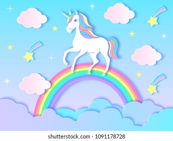 Cute Magical Unicorn Rainbow Vector Design Stock Vector (Royalty Free ...