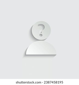 paper unknown icon vector avatar with question mark on the head 