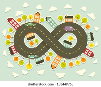 Paper urban landscape. Vector illustration.
