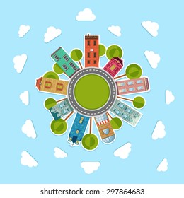 Paper urban landscape. Vector illustration of community.