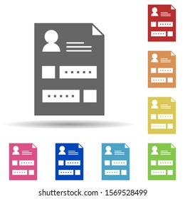 Paper, user, contacts in multi color style icon. Simple glyph, flat vector of business icons for ui and ux, website or mobile application