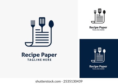 Paper and utensils for cooking recipe paper logo design