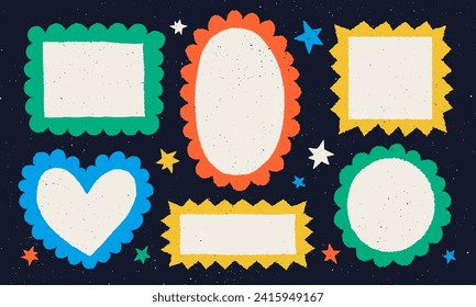 Paper valentine memo notes on stickers. Vector vintage sticky notes and pages with torn edges