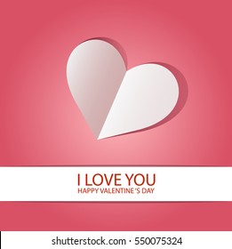 paper valentines rose pink color background.