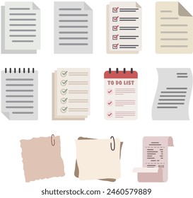 Paper in various shapes illustration isolated on white background