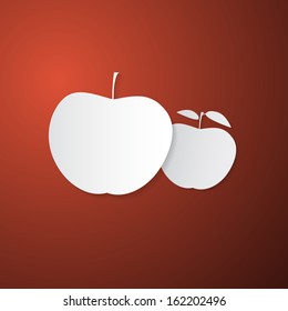 Paper Vector Apples on Red Background
