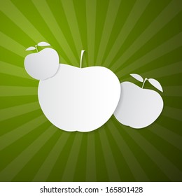 Paper Vector Apples on Retro Green Background