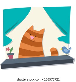 Paper vector applique with cat