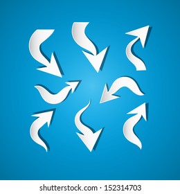 Paper Vector Arrows on Blue Background 