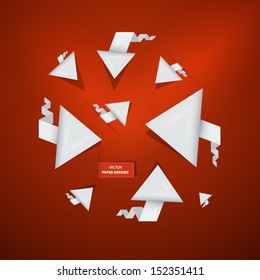 Paper Vector Arrows on Dark Red Background
