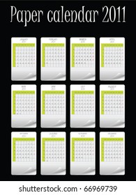 paper vector calendar for 2011 against black background, abstract art illustration