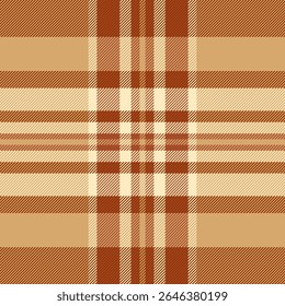 Paper vector fabric textile, pretty tartan seamless pattern. Woven plaid texture check background in orange and light colors palette.