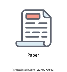 Iconos del contorno de relleno del vector de papel. Material gráfico simple