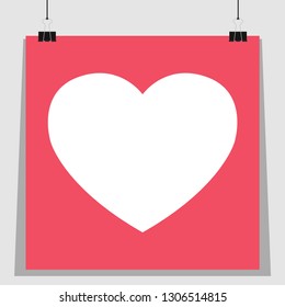 Paper vector. free space for text. copy space. Paper clip. Valentine poster.