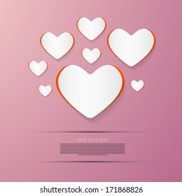 Paper Vector Hearts on Pink Background