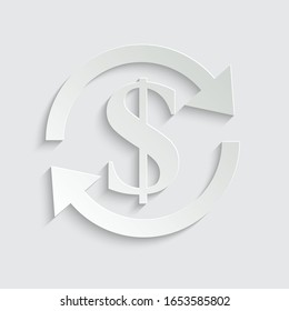 paper Vector icon dollar  . Exchange of dollar currency. dollar  sign. vector