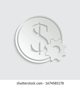 icono del vector de papel, dólar . Icono de configuración de dinero.    signo de dólar. vectorial