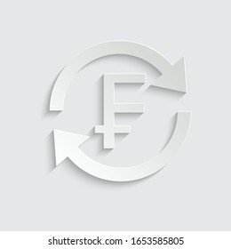 Papier Vektorillustration Symbol franc . Umtausch von Franc-Währung. Franc-Zeichen. Vektorillustration