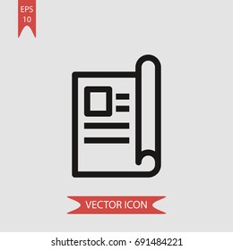 Paper vector icon, illustration symbol