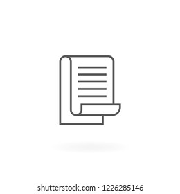 Paper vector icon. Newspaper outline icon, Newsletter vector illustration. Paper document thin line icon