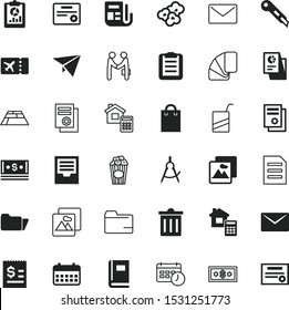 paper vector icon set such as: saving, businessman, clip, analyze, licence, recreation, vacation, market research, contract, coupon, architecture, planet, mark, vacancy, income, bottle, film, bank