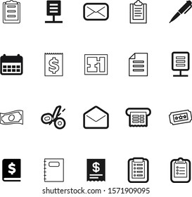 paper vector icon set such as: tick, construction, cinema, theater, texture, reminder, priority, admission, silhouette, time, annual, seat, entry, product, salary, notebook, documents, concert, pen