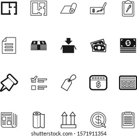 paper vector icon set such as: clean, handle, blueprint, promotion, container, world, leisure, fitness, organizer, journalism, checkbox, attach, stack, profit, storage, documents, rolled, sketch