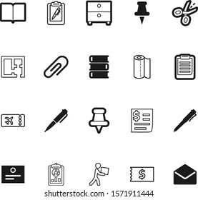 paper vector icon set such as: paperclip, project, post, running, seal, estate, test, supplies, agreement, network, view, paperwork, diploma, carry, package, traveler, room, floor, architecture