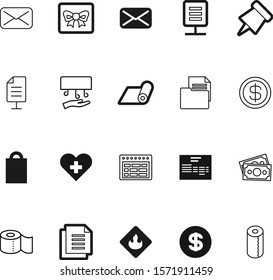 paper vector icon set such as: stack, push, thumb, soft, parcel, bulletin, commercial, heart, sale, healthy, wc, emblem, happy, fashion, tissue, sheet, giftbox, bill, flame, calendar, dispenser