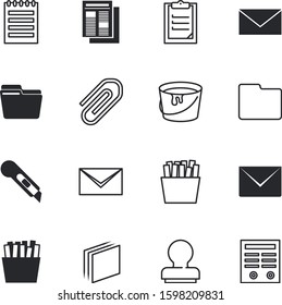 paper vector icon set such as: online, attachment, notepaper, attach, stick, credit, signature, day, validate, fix, pictogram, technology, spiral, market, stock, accessory, attached, paperclip, notes