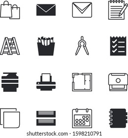 paper vector icon set such as: glass, bag, info, machines, diary, filled, memo, binder, shopping, green, attach, e, meeting, architect, time, restaurant, package, scale, form, engineer, market, snack
