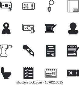 paper vector icon set such as: accessory, pin, day, calendar, cutter, plan, lawyer, approved, badge, abstract, success, warranty, quill, clean, time, attachment, take, form, library, city, flush