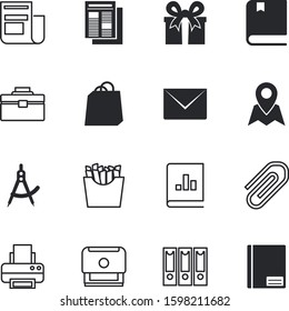 paper vector icon set such as: table, digital, ledger, designer, literature, needle, pin, packet, calculator, vacancy, celebration, reminder, closed, annual, scanner, bookmark, papers, birthday, debt