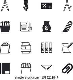 paper vector icon set such as: present, photocopy, clip, money, gift, access, history, device, sharp, print, newsletter, clean, fix, finance, fashion, coupon, e, contract, ancient, show, website